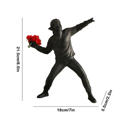 Modern Art Resin Banksy Flower Thrower Sculpture