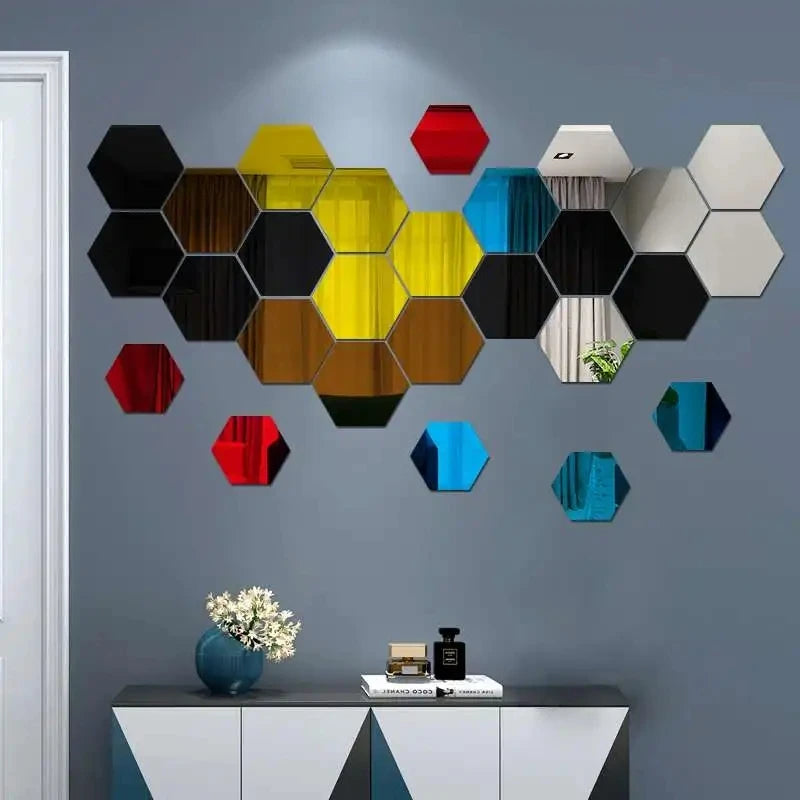 3D Hexagon Mirror Wall Stickers