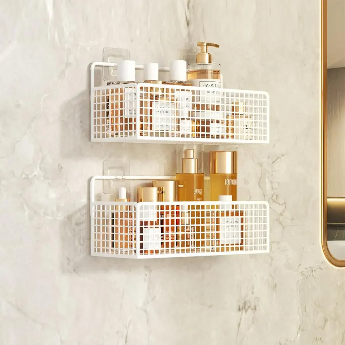 Bilayer Bathroom Grid Shelf