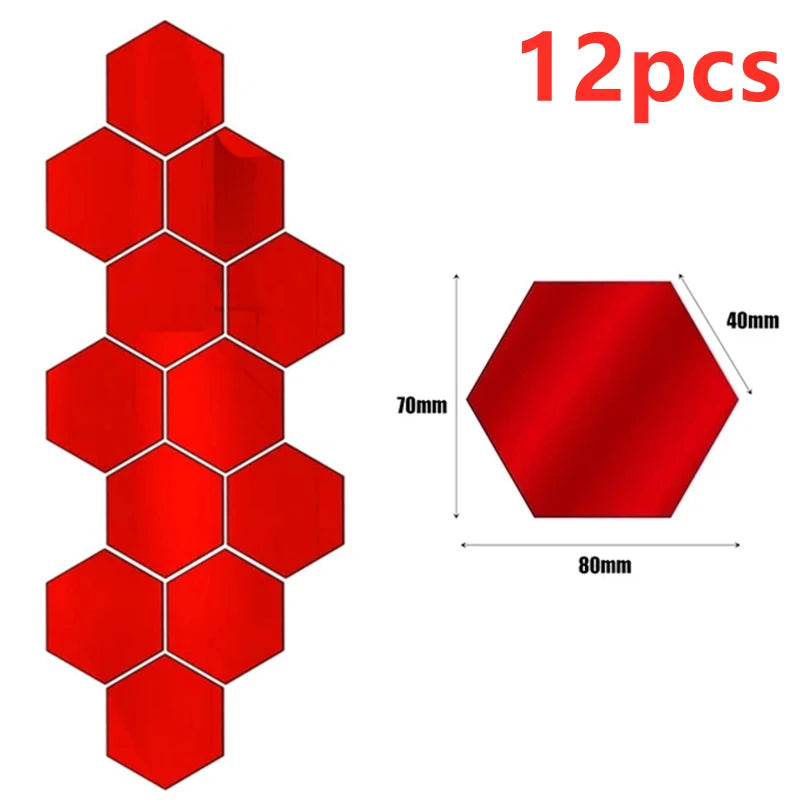 3D Hexagon Mirror Wall Stickers