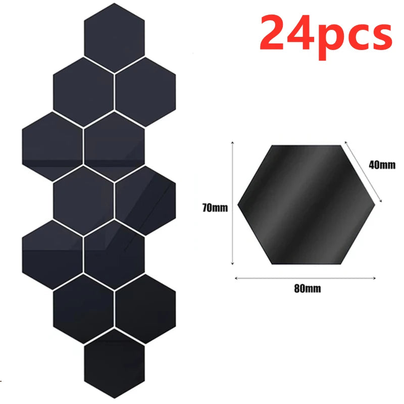 3D Hexagon Mirror Wall Stickers