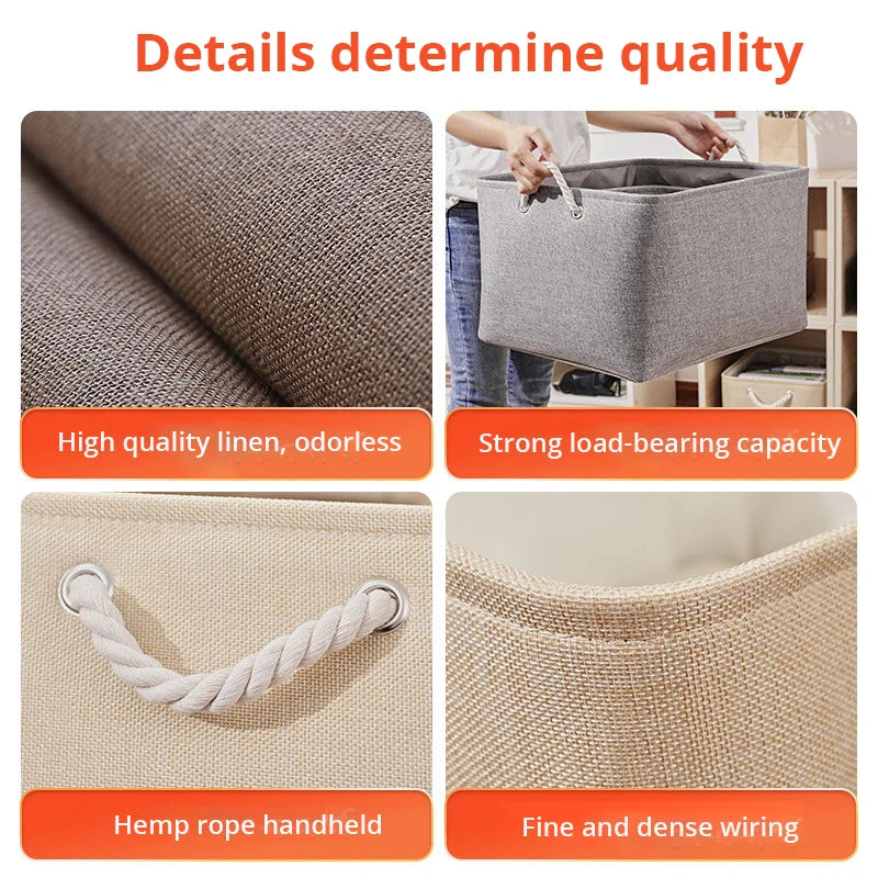 Folding Fabric Storage Basket with Handle