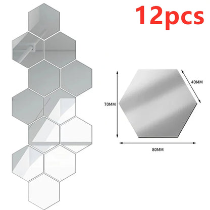 3D Hexagon Mirror Wall Stickers