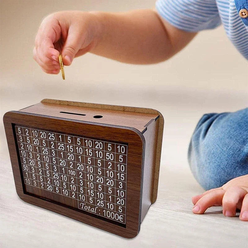 Euro Money Box Wooden Piggy Bank