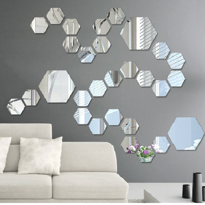 3D Hexagon Mirror Wall Stickers