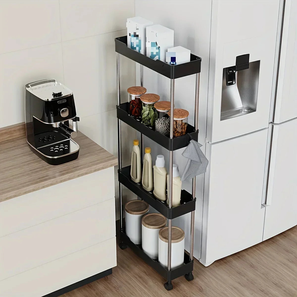 3/4 Layer Rolling Utility Cart Bathroom Storage Rack