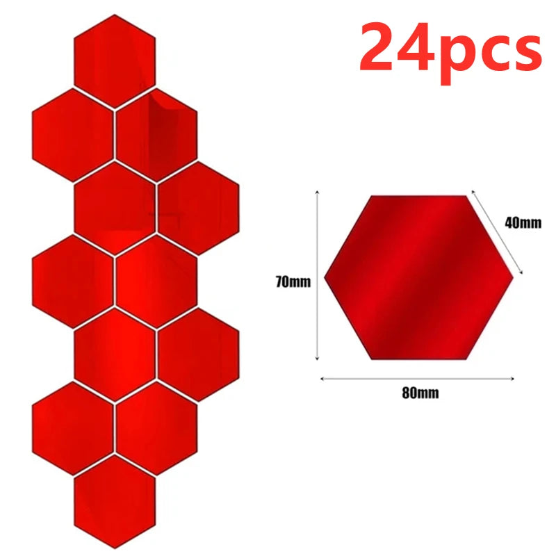 3D Hexagon Mirror Wall Stickers