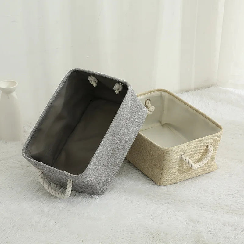 Folding Fabric Storage Basket with Handle