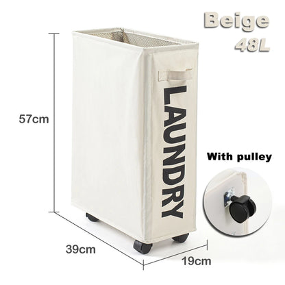 Foldable Laundry Basket with Wheels