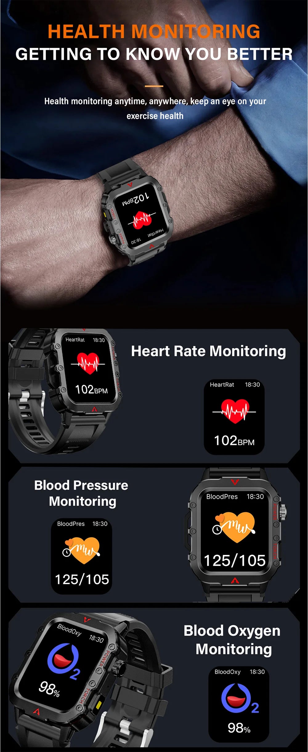 1.71 Screen Blood Bluetooth Talking Watch