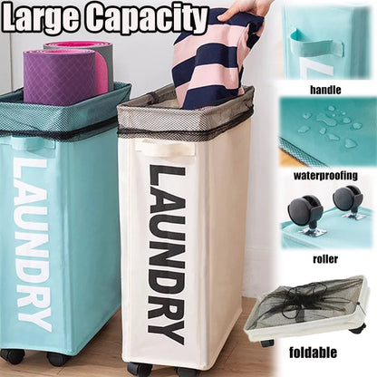 Foldable Laundry Basket with Wheels