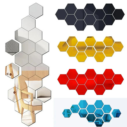 3D Hexagon Mirror Wall Stickers