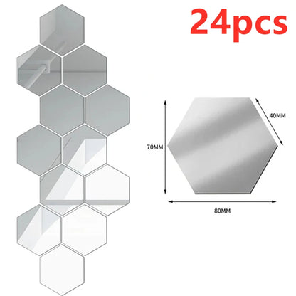 3D Hexagon Mirror Wall Stickers