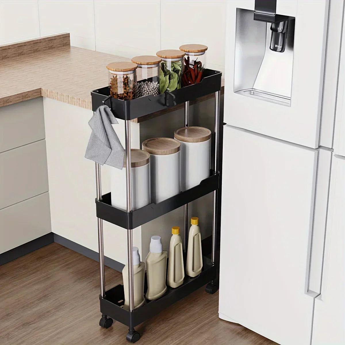 3/4 Layer Rolling Utility Cart Bathroom Storage Rack