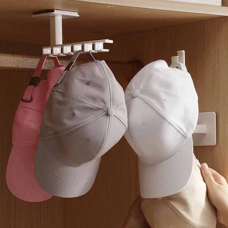 L-shaped Wall-mounted 6 Hooks Hat Holder