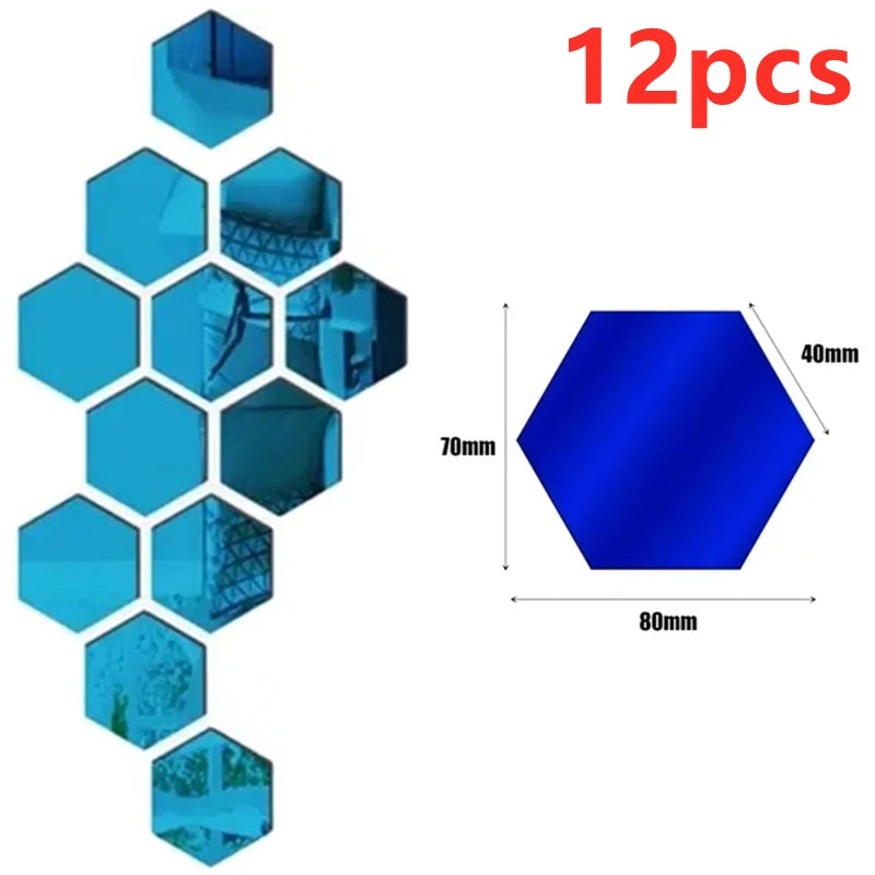 3D Hexagon Mirror Wall Stickers