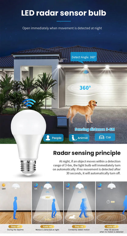 1pc PIR Motion Sensor LED Bulb