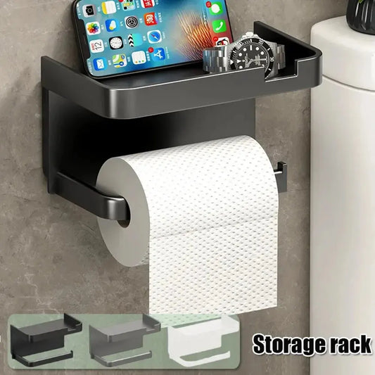 Toilet Roll Holder with Phone Shelf-Wall